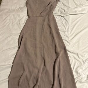 Babaton One Shoulder Dress in Muted neutral color